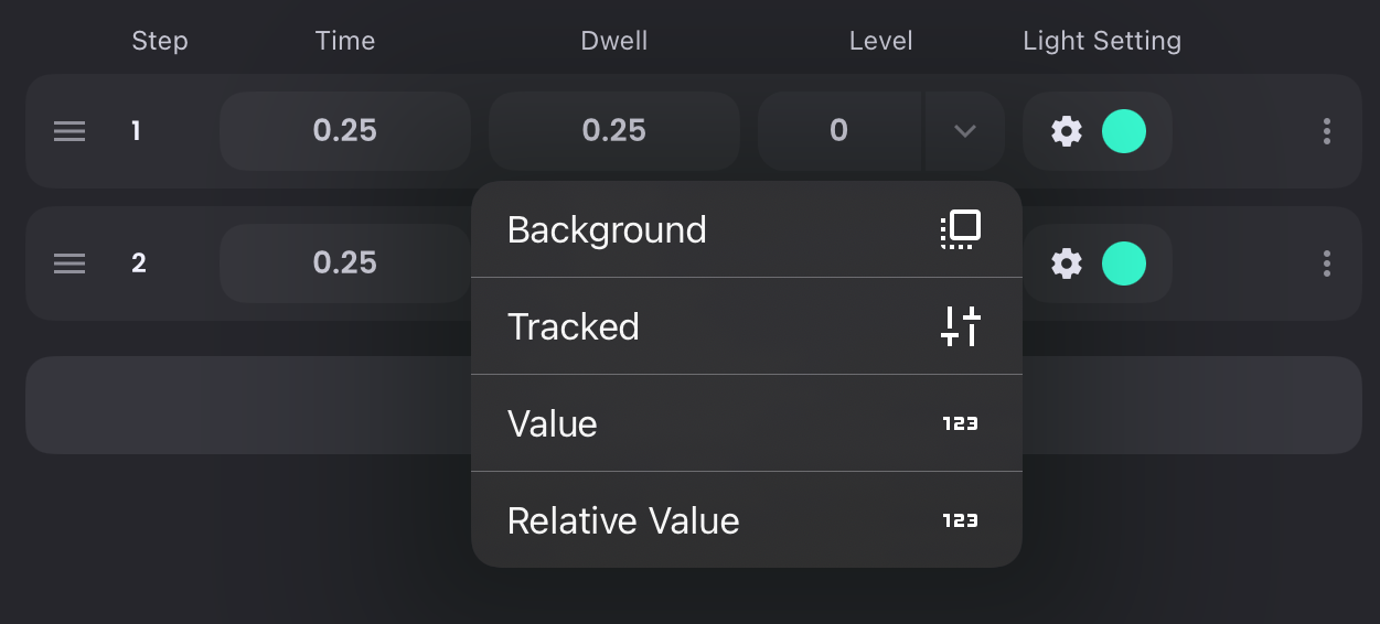 Effect Step Level Dropdown