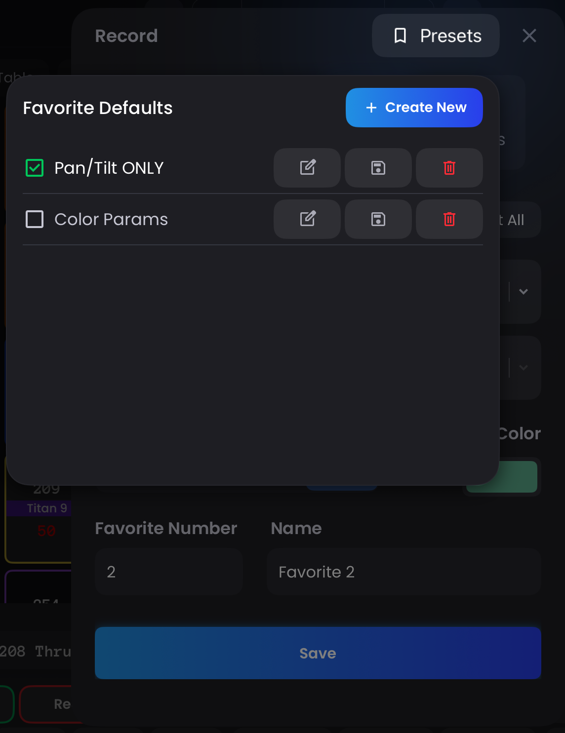 Favorite Form Presets