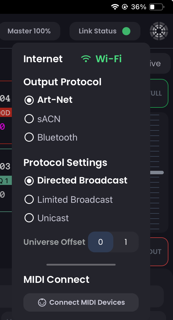 Link Status Dropdown